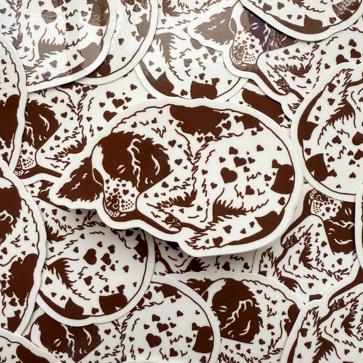 Spaniel Hearts (Brown) Glossy Sticker