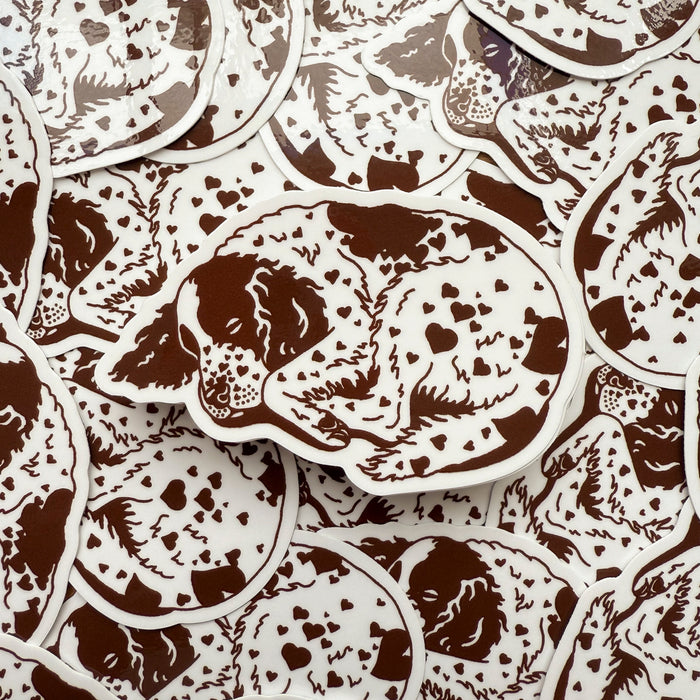 Spaniel Hearts (Brown) Glossy Sticker