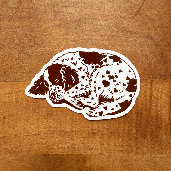 Spaniel Hearts (Brown) Glossy Sticker