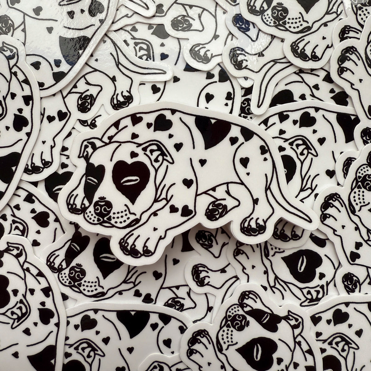 Pit Bull Hearts (Black) Glossy Sticker