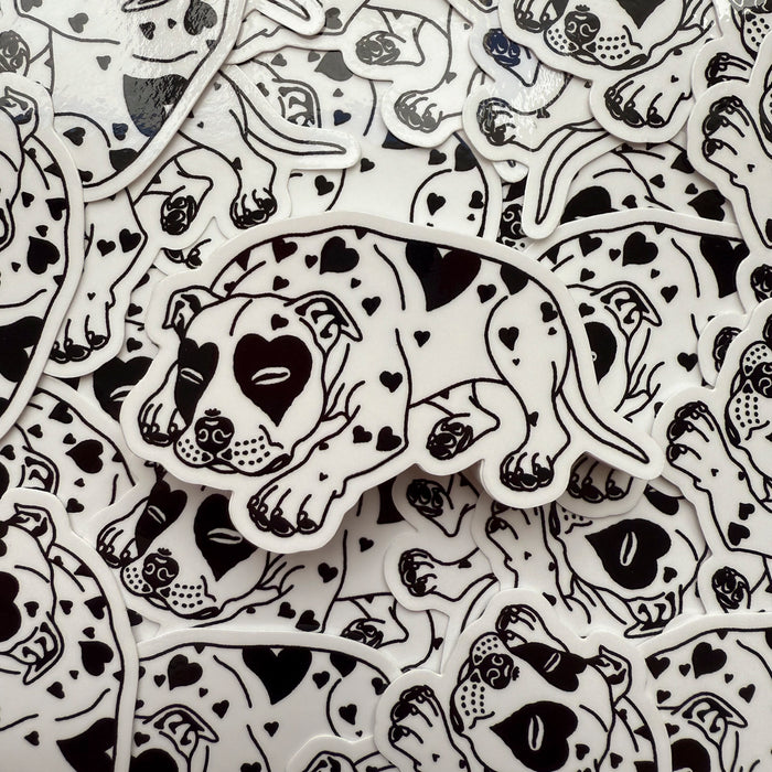 Pit Bull Hearts (Black) Glossy Sticker