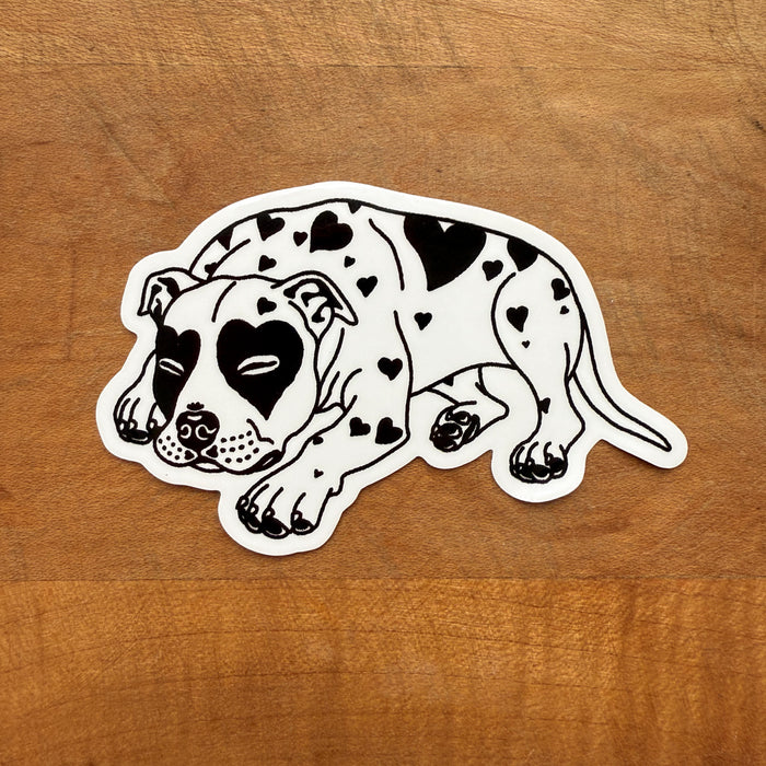 Pit Bull Hearts (Black) Glossy Sticker