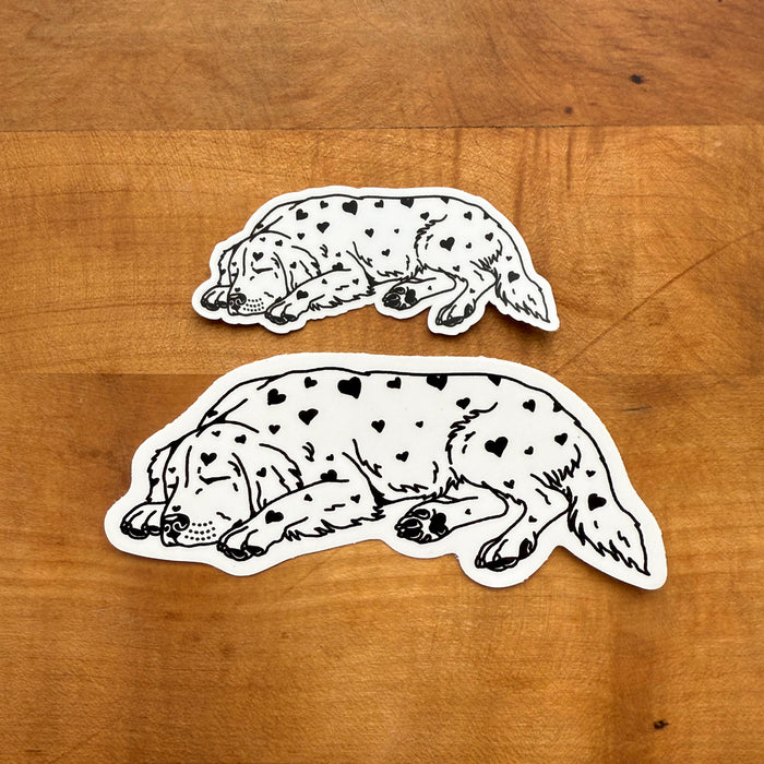 Golden Retriever Hearts (Black) Glossy Stickers - 2 PACK