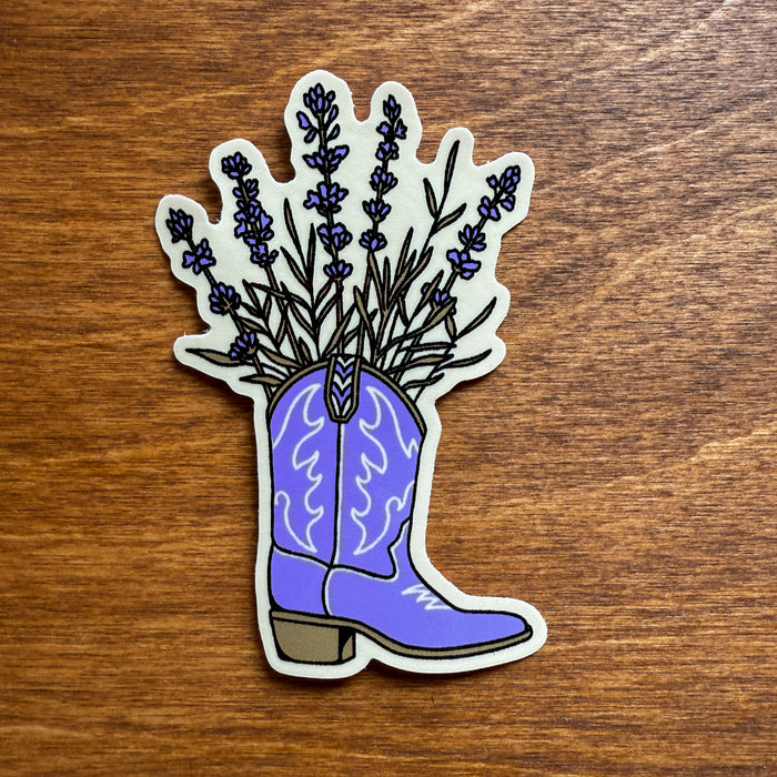 Lavender Flower Boot Glossy Sticker