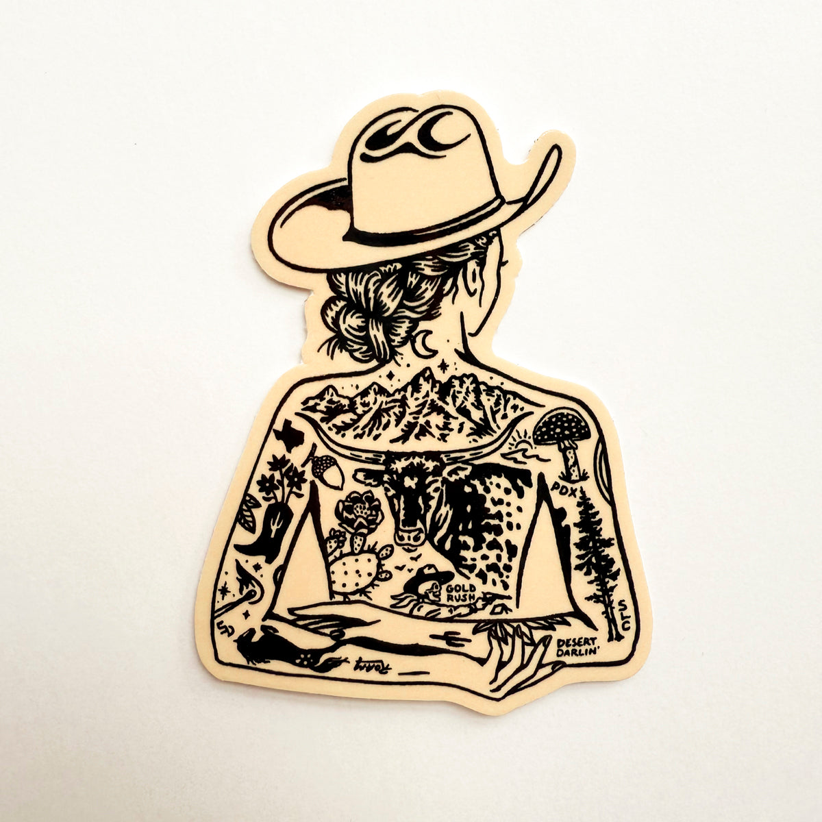Tattooed Cowgirl 1 Glossy Sticker