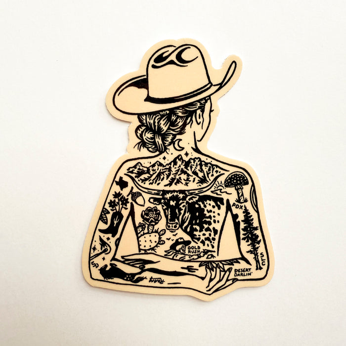 Tattooed Cowgirl 1 Glossy Sticker