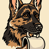 Coffee German Shepherd Giclée Print