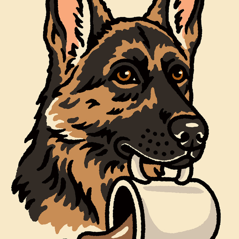 Coffee German Shepherd Giclée Print