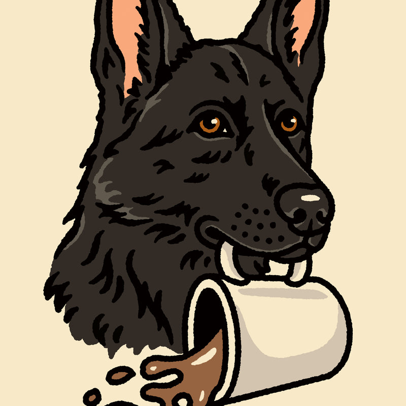 Coffee German Shepherd (Charcoal) Giclée Print