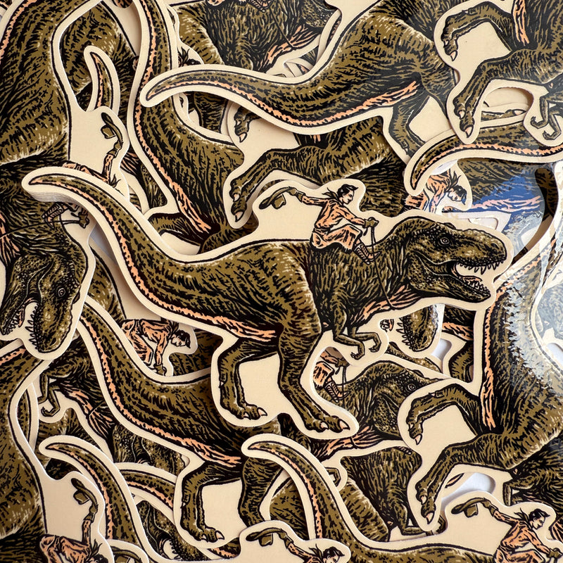 T-Rex Cowboy Glossy Sticker
