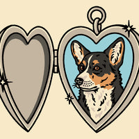 Tri Corgi Locket Giclée Print