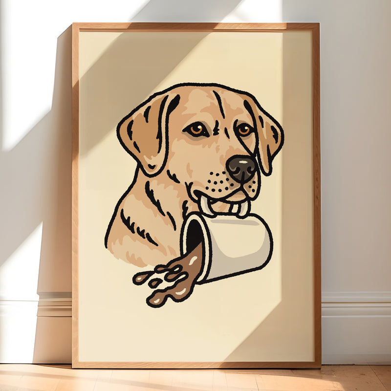 Coffee Yellow Lab Giclée Print