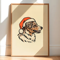 Aussie (Red Merle) Christmas Giclée Print