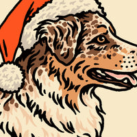Aussie (Red Merle) Christmas Giclée Print