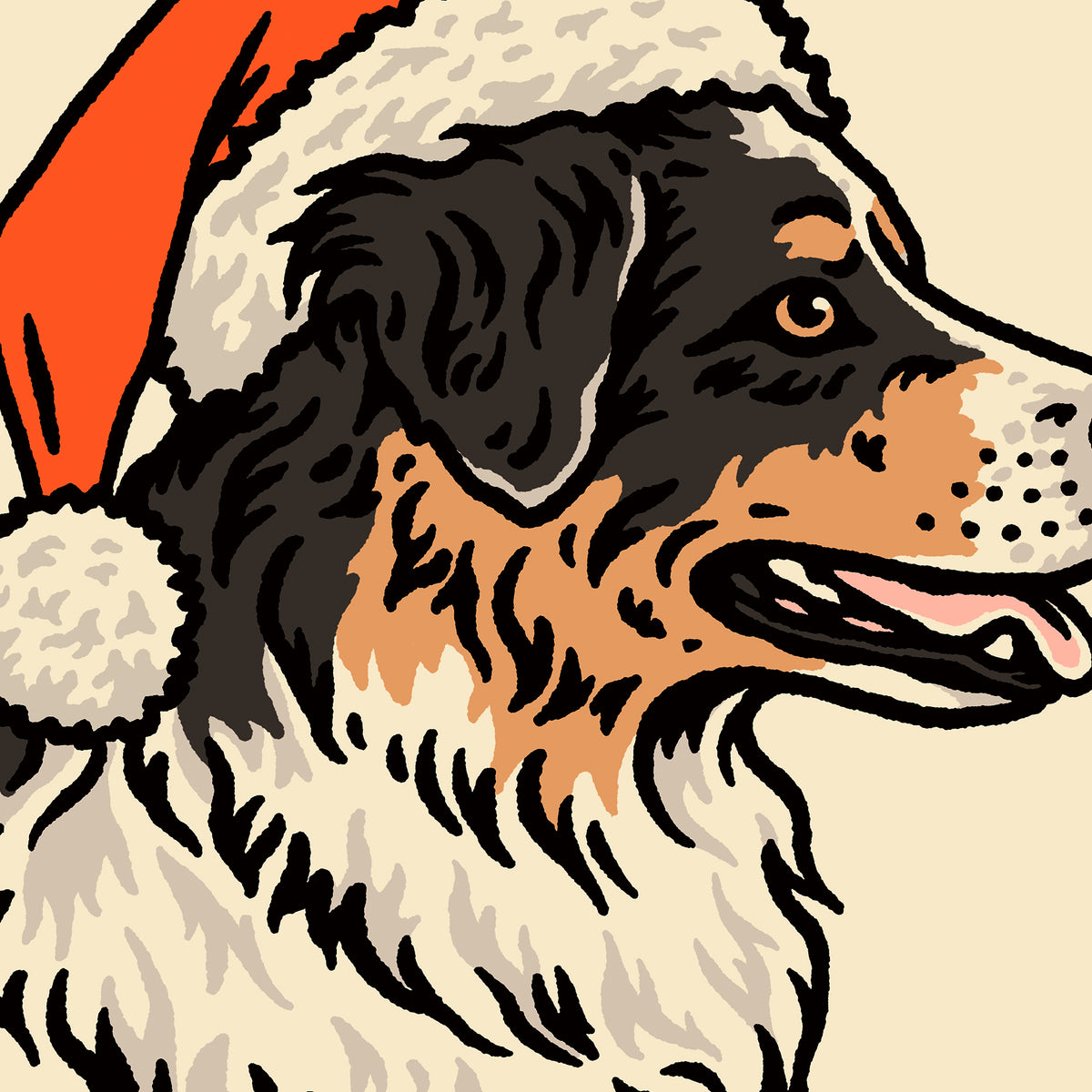 Aussie (Tri Black) Christmas Giclée Print