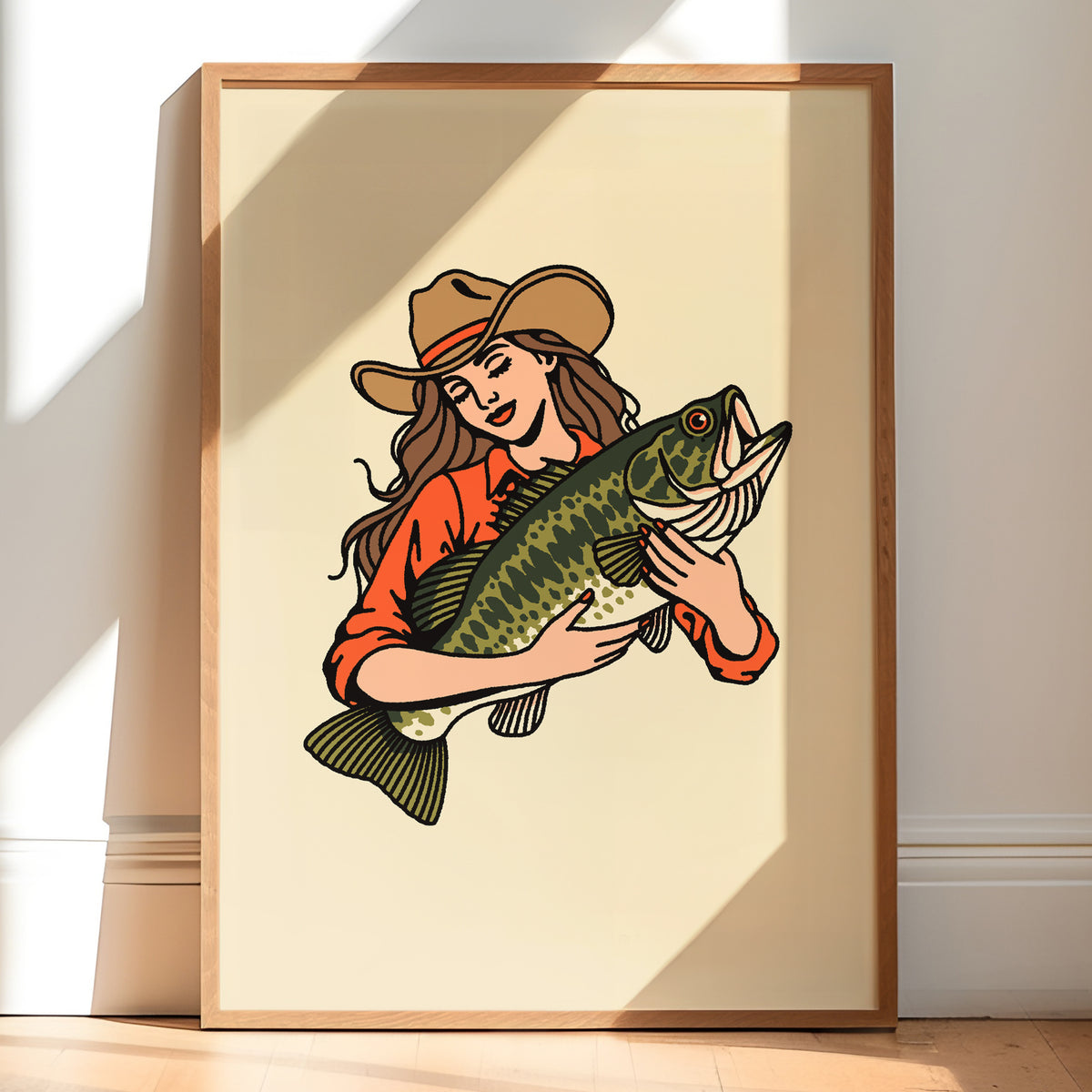 Largemouth Bass Cowgirl 1 Giclée Print