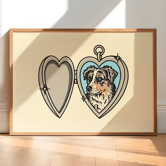 Aussie Blue Merle Locket Giclée Print
