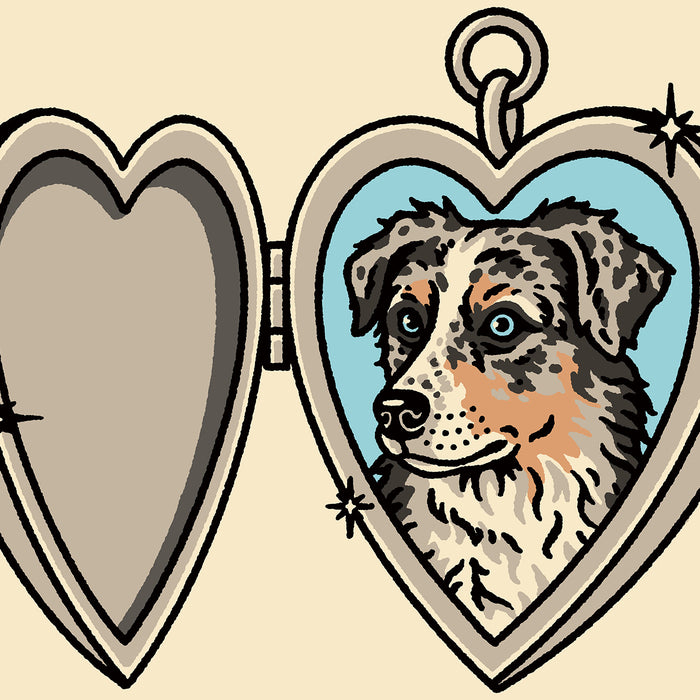 Aussie Blue Merle Locket Giclée Print