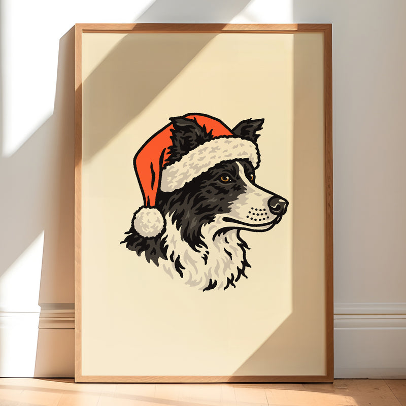 Border Collie Christmas Giclée Print