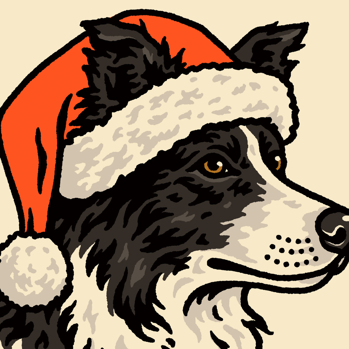 Border Collie Christmas Giclée Print