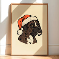 Boxer (Brindle) Christmas Giclée Print