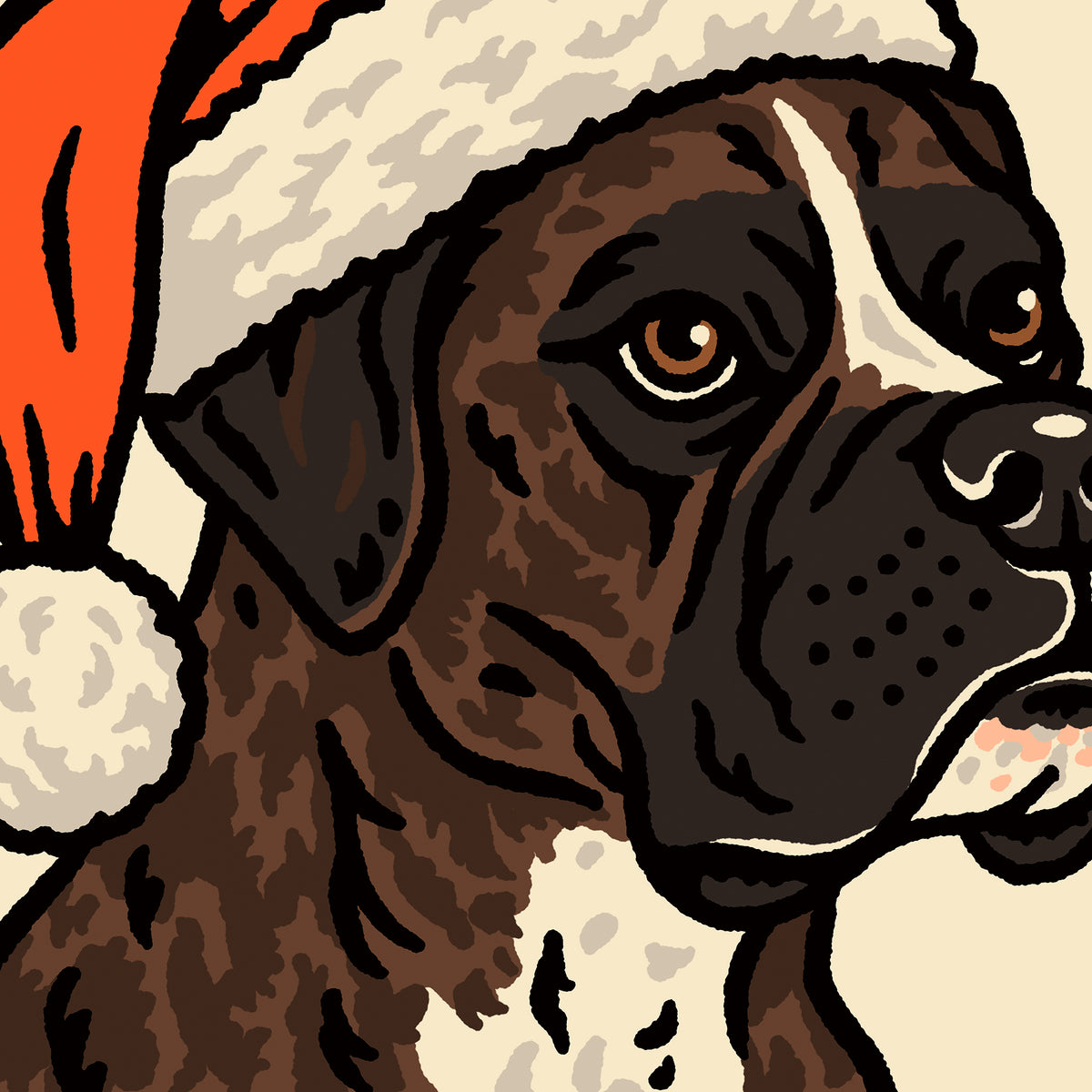 Boxer (Brindle) Christmas Giclée Print