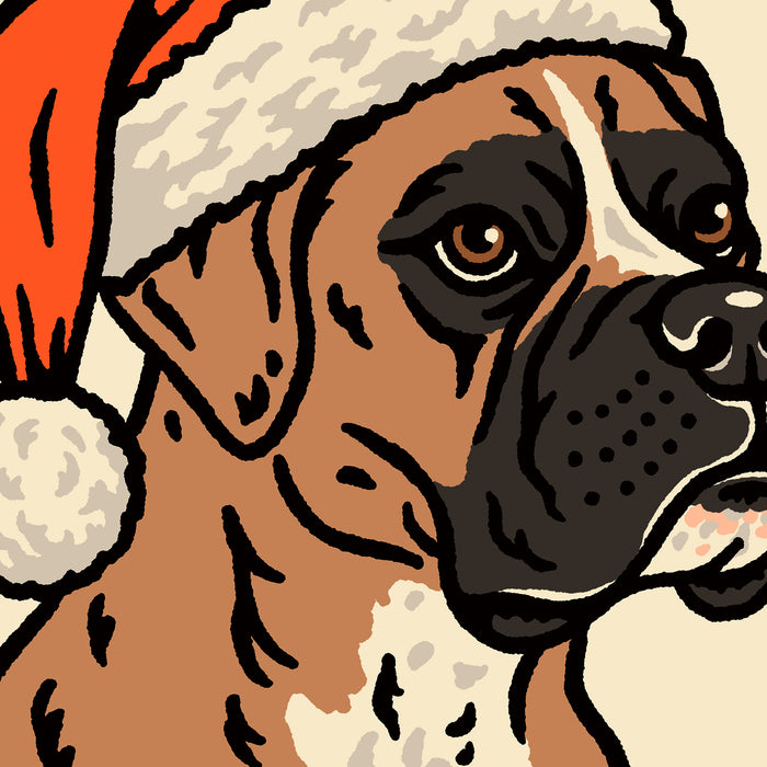 Boxer (Fawn) Christmas Giclée Print