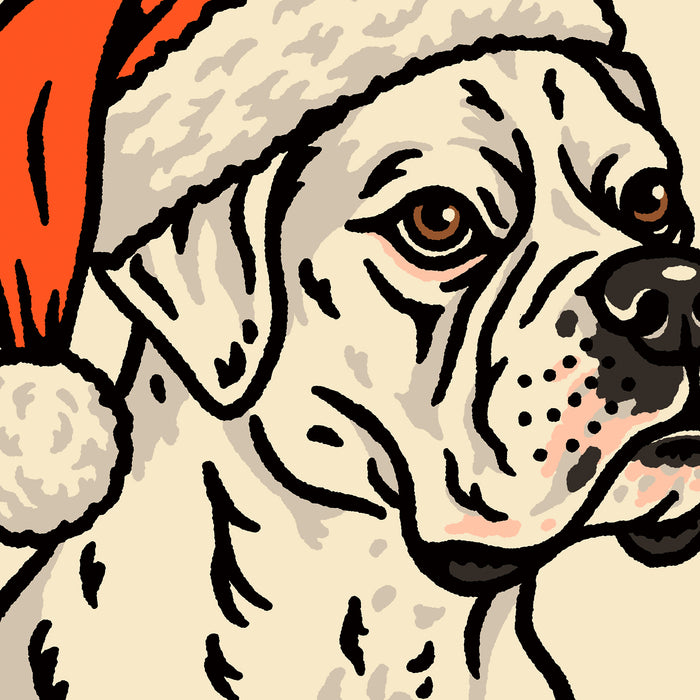 Boxer (White) Christmas Giclée Print