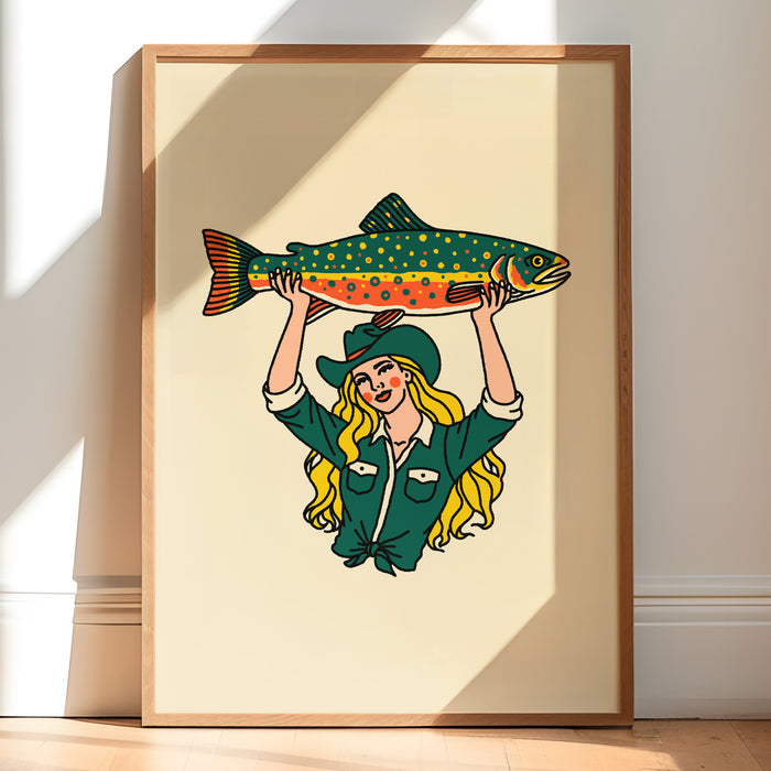 Brook Trout Cowgirl Giclée Print