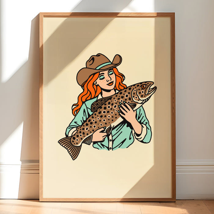 Brown Trout Cowgirl 2 Giclée Print