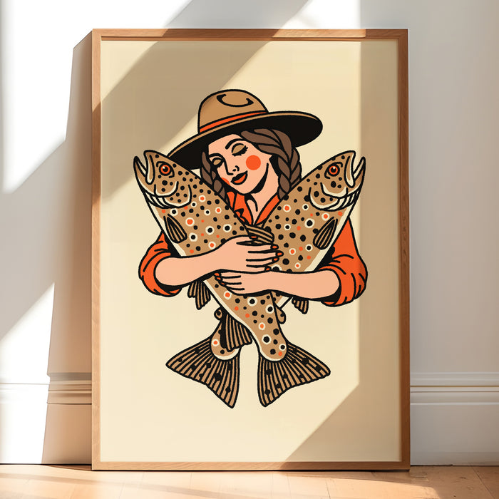 Brown Trout Cowgirl Giclée Print