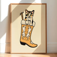 Calico Christmas Kitten Giclée Print