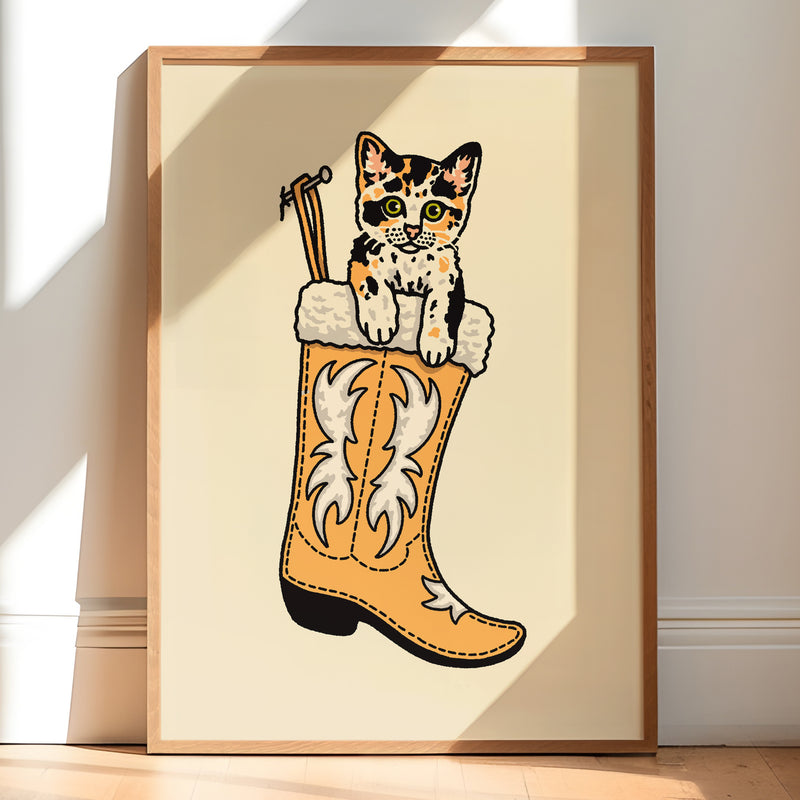 Calico Christmas Kitten Giclée Print