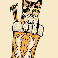 Calico Christmas Kitten Giclée Print