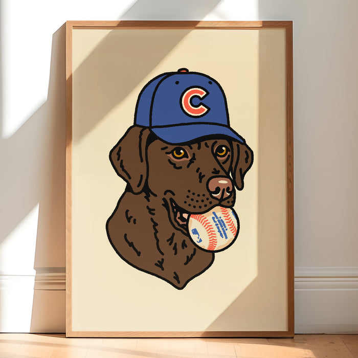 Playoff Pup Chicago Chocolate Lab Giclée Print