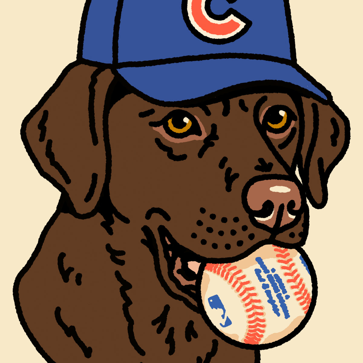 Playoff Pup Chicago Chocolate Lab Giclée Print