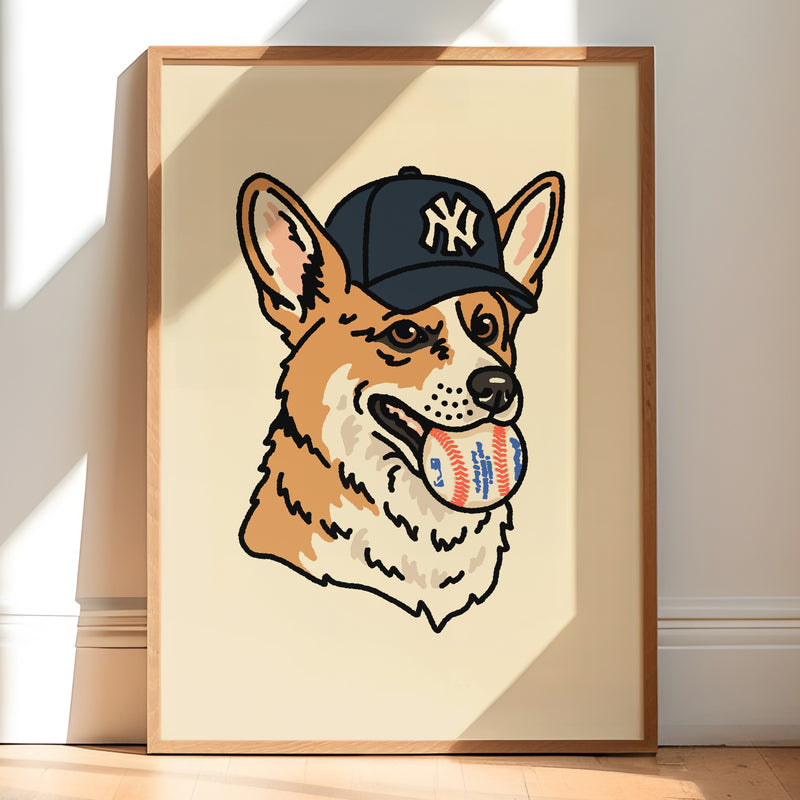 Playoff Pup New York Corgi Giclée Print