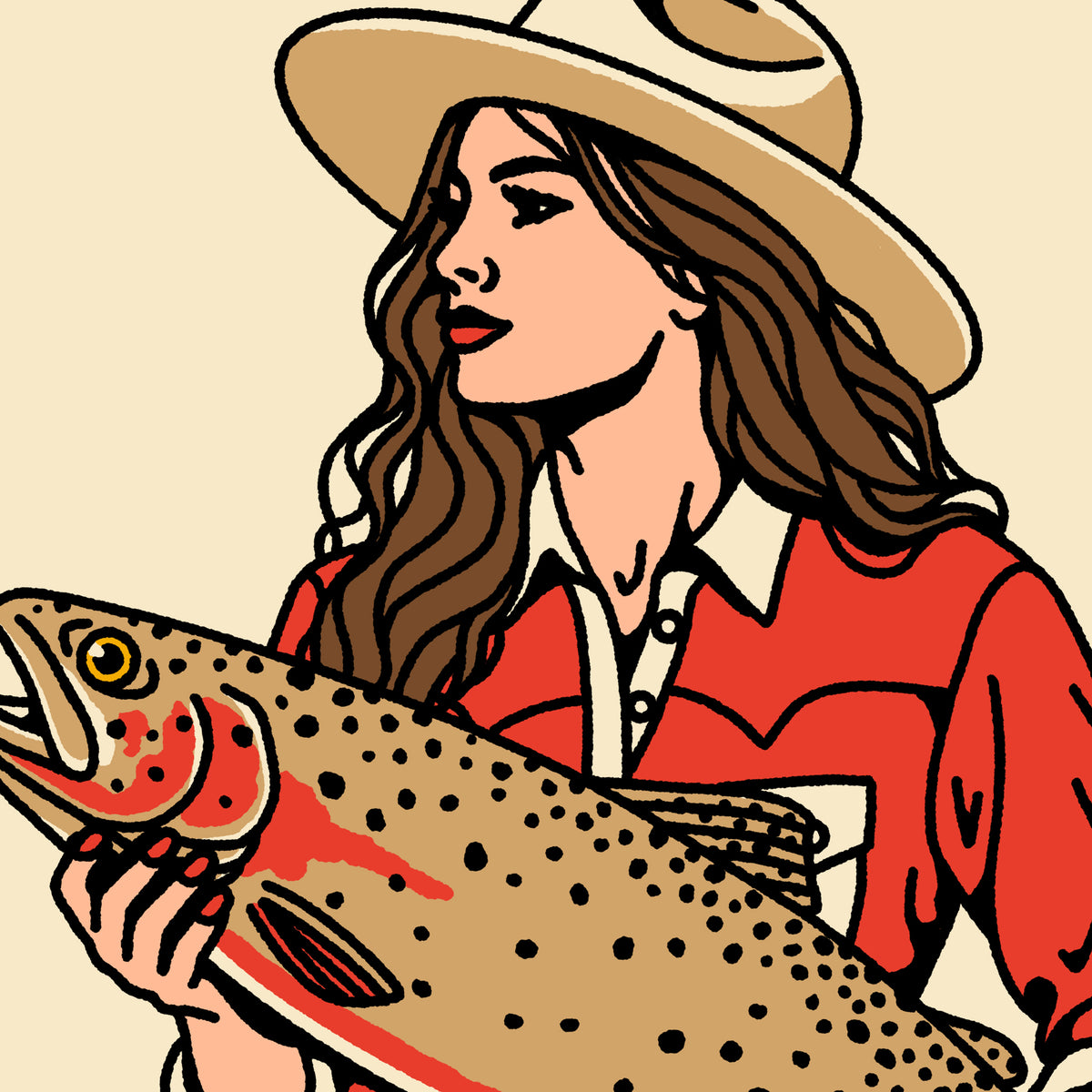 Cutthroat Trout Cowgirl 1 Giclée Print