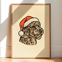 Goldendoodle (Light) Christmas Giclée Print