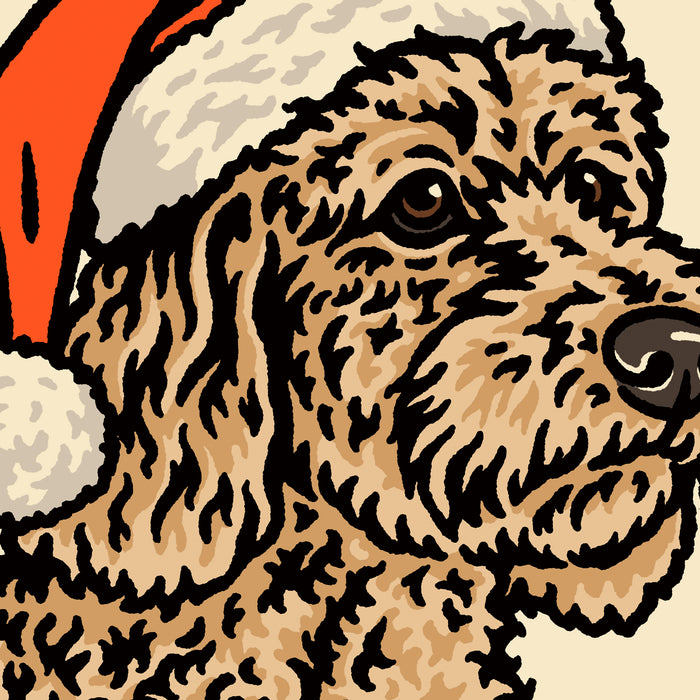 Goldendoodle (Light) Christmas Giclée Print