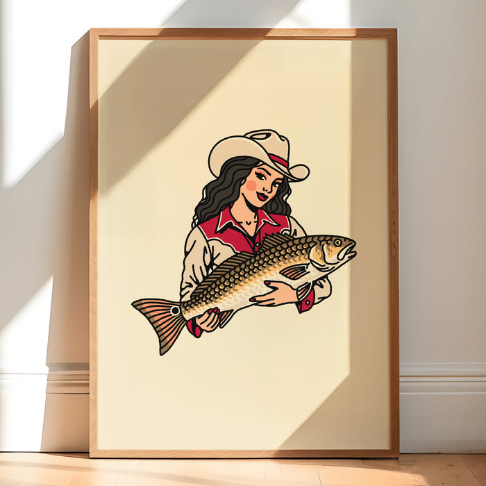 Red Drum Cowgirl Giclée Print