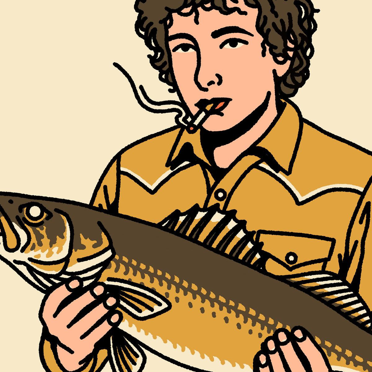 Dylan Holding Walleye Giclée Print