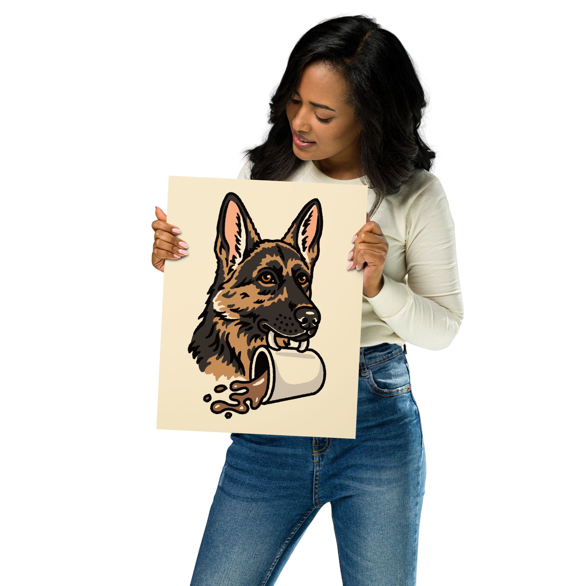 Coffee German Shepherd Giclée Print – Steel Bison
