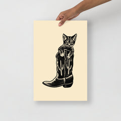 Western Kitten Boot Giclée Print