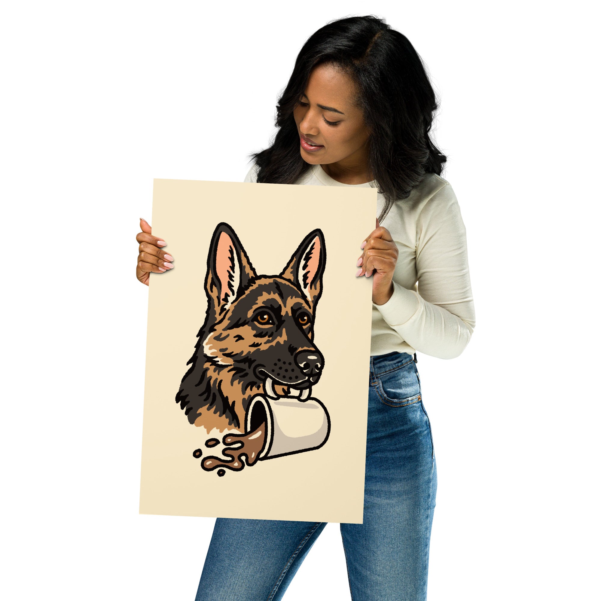 Coffee German Shepherd Giclée Print – Steel Bison
