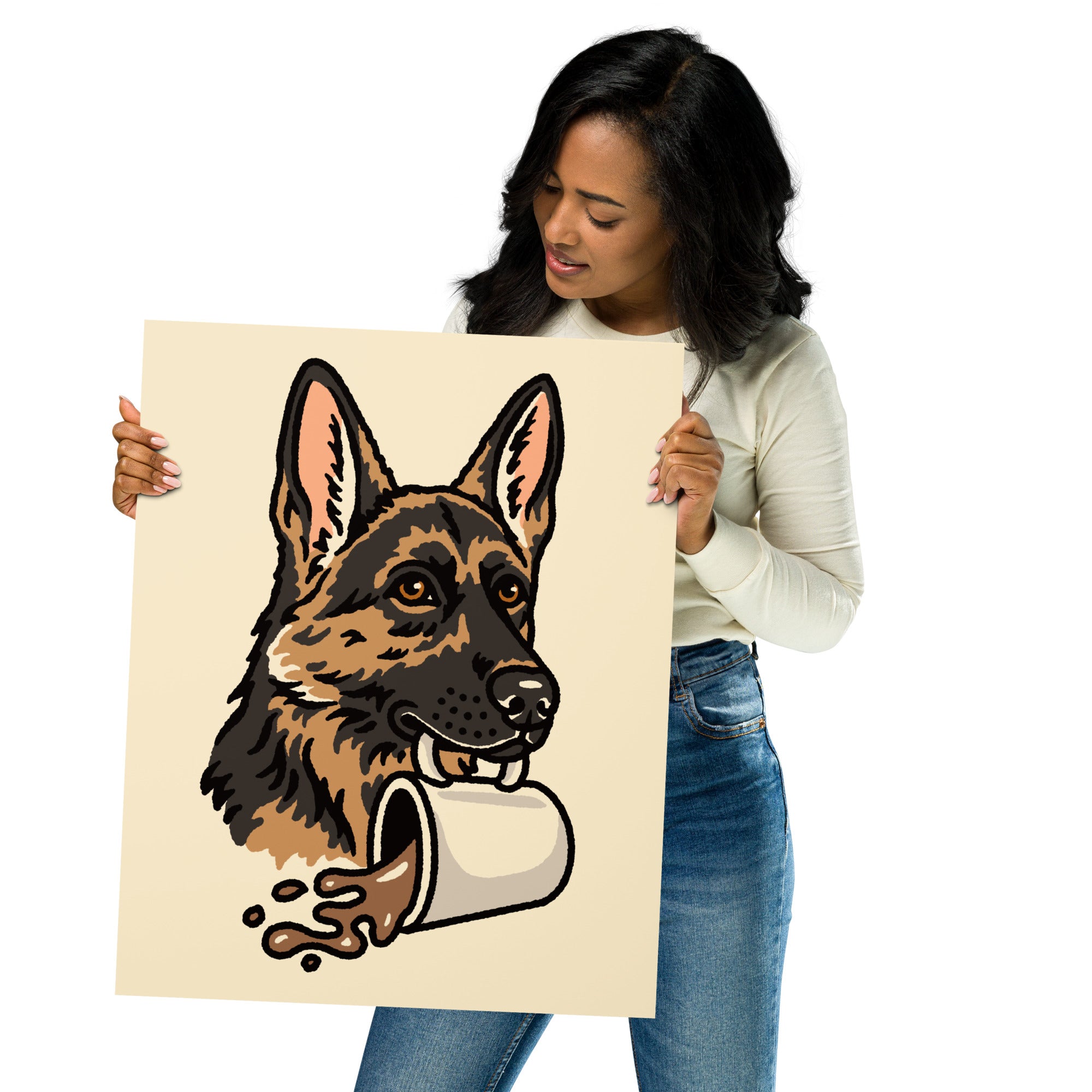 Coffee German Shepherd Giclée Print – Steel Bison