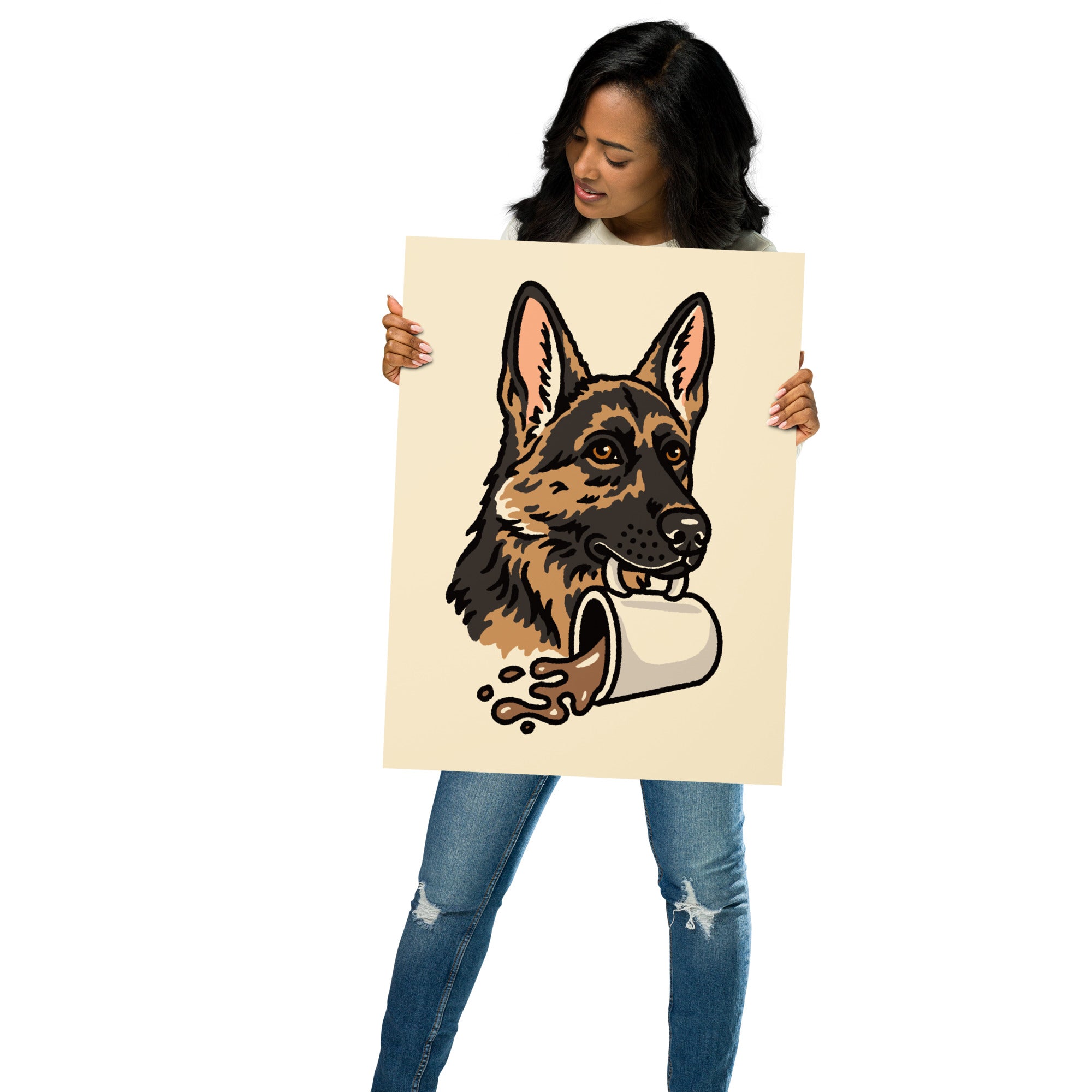 Coffee German Shepherd Giclée Print – Steel Bison