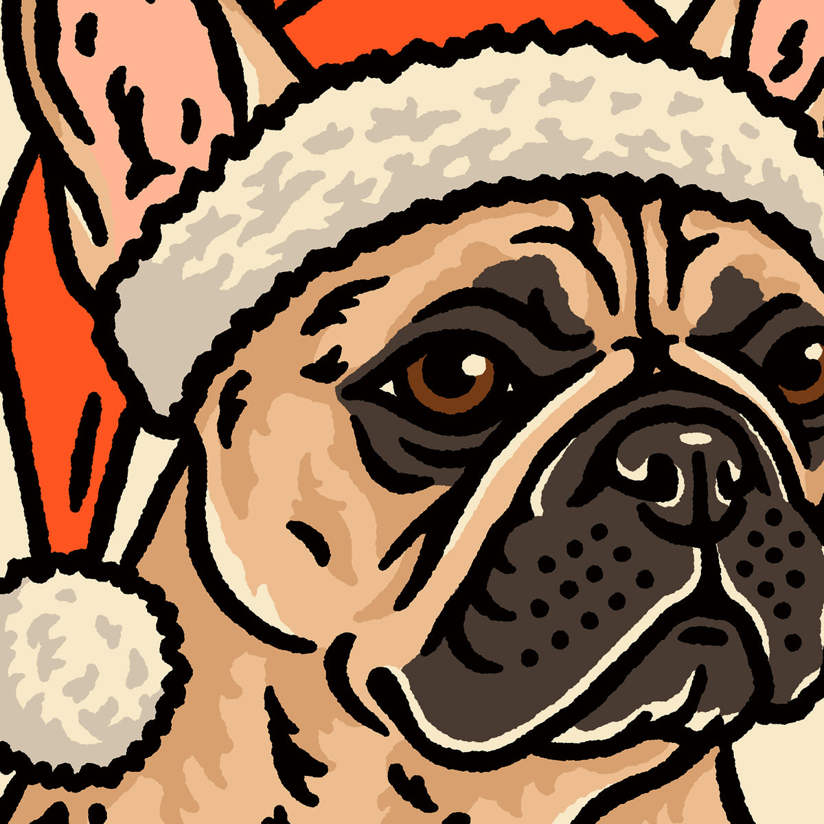 French Bulldog (Fawn) Christmas Giclée Print