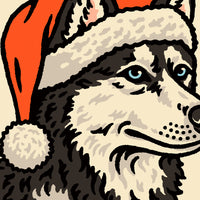 Husky (Black) Christmas Giclée Print