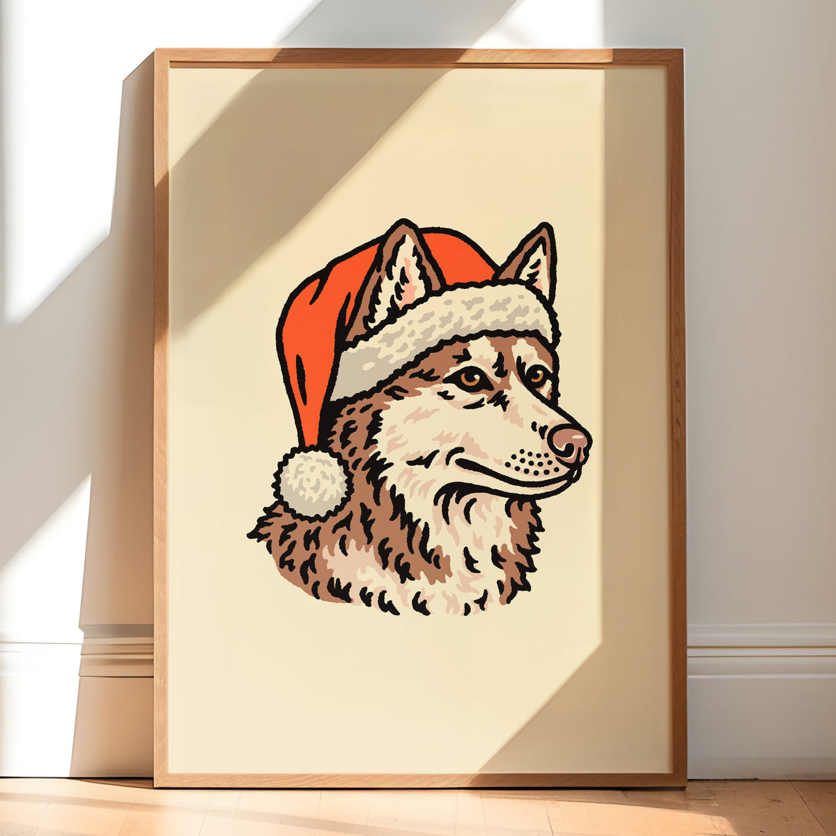 Husky (Red) Christmas Giclée Print
